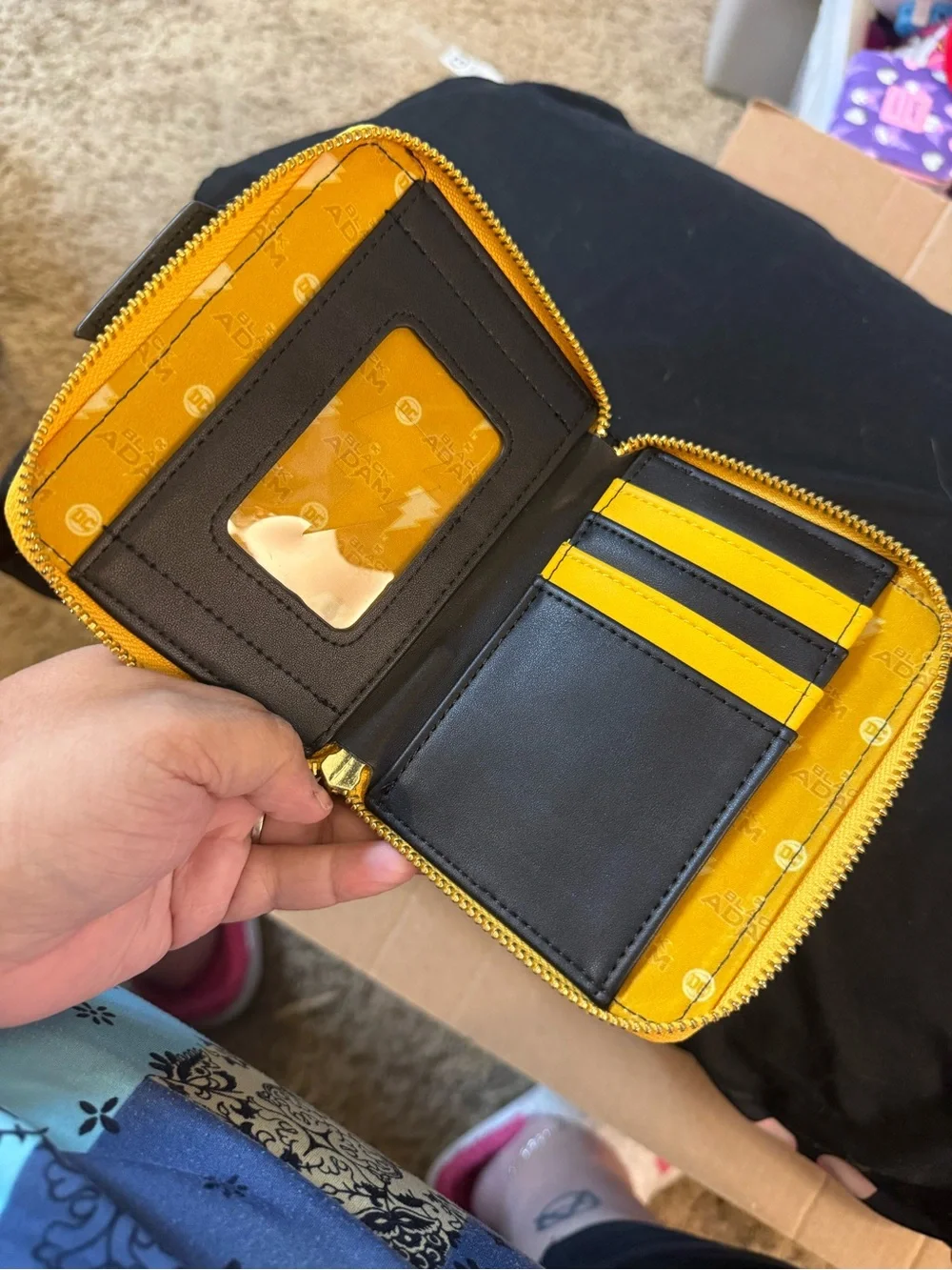 Loungefly Black and Yellow DC Black Adam Lightning Zip Wallet